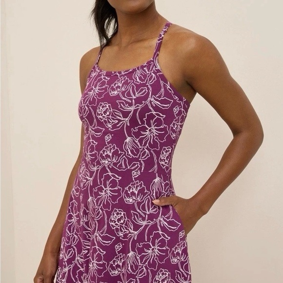 NWOT Pact Fit & Flare Midi Dress Looking Glass Floral Sangria  SZ XS - Picture 4 of 15